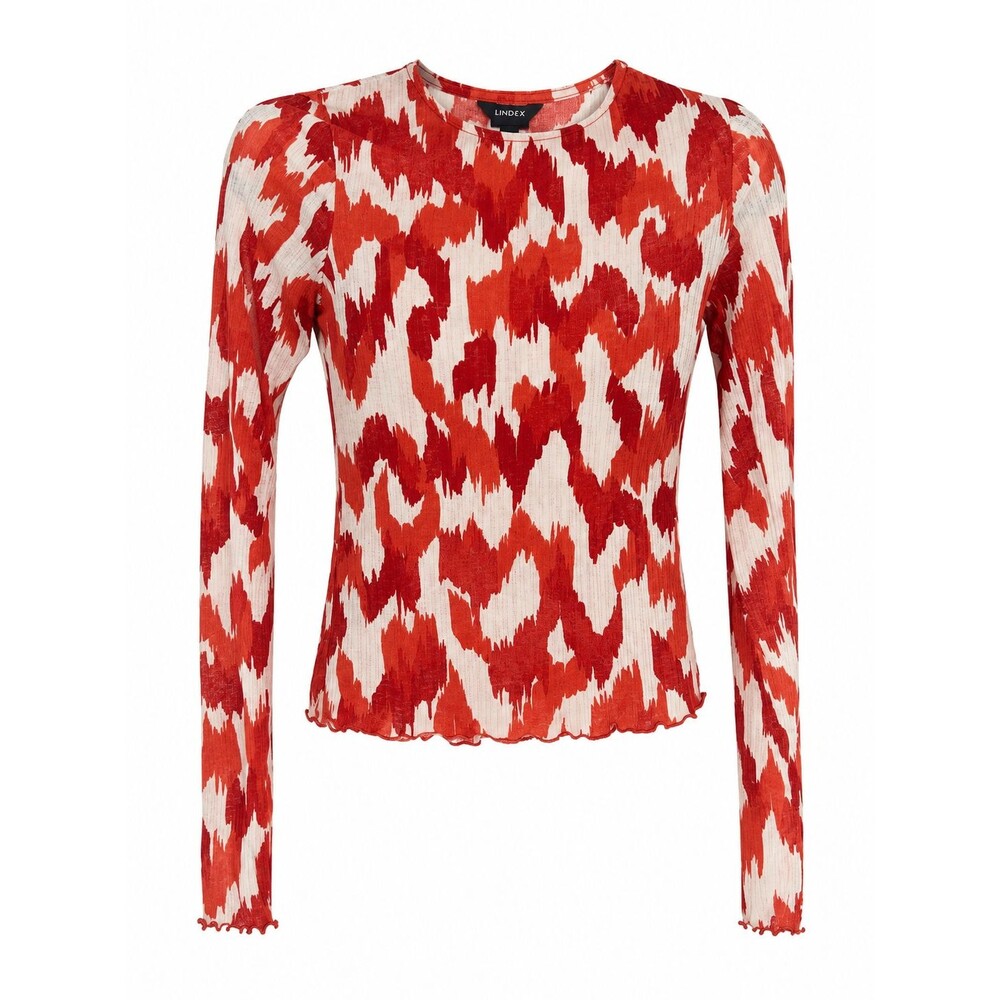 Women's Lindex Long Sleeve Jersey Top with Frill Edges Size XS